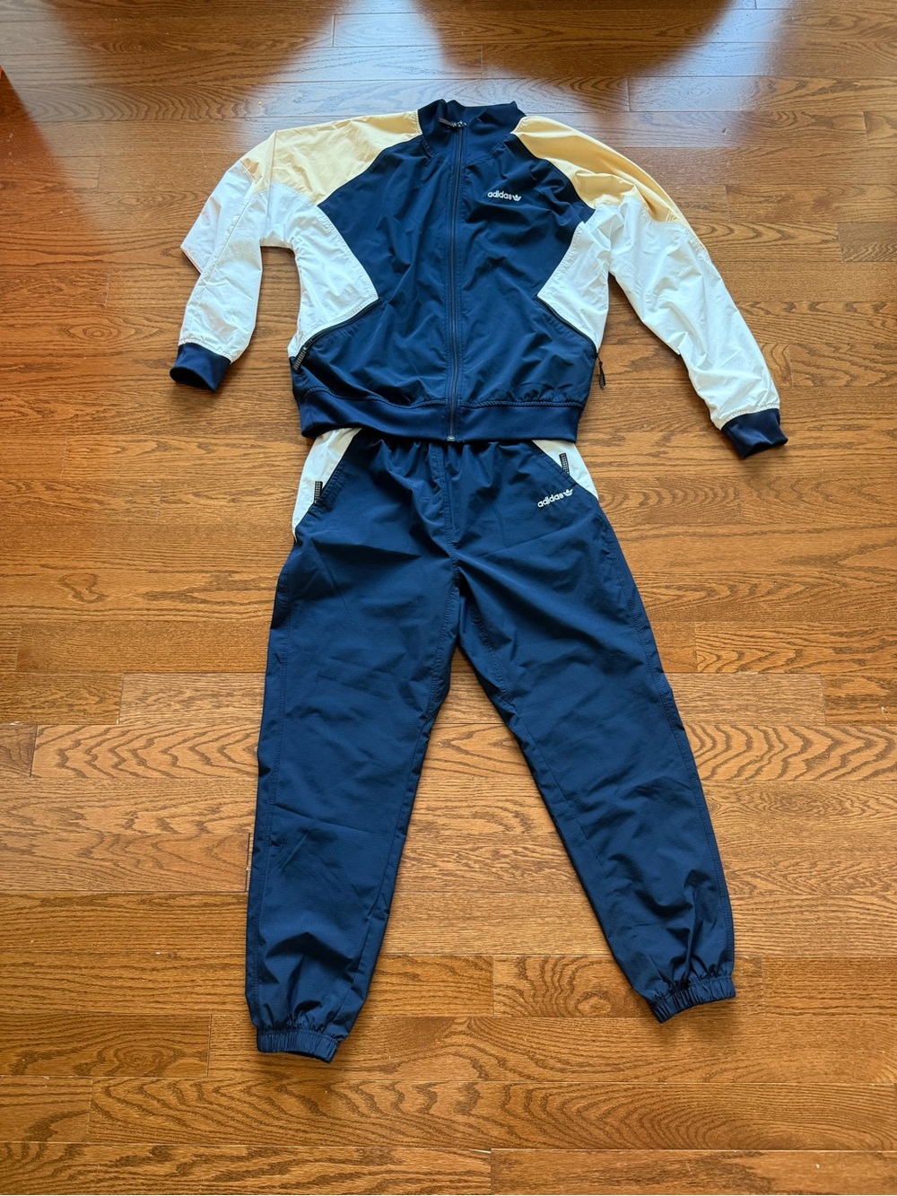 Adidas Men’s Navy & White Colorblock Track Jacket and Pants Set